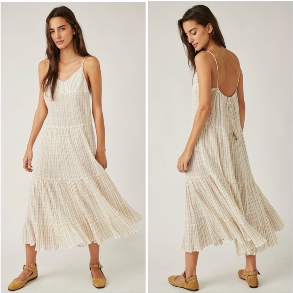 FREE PEOPLE Marigold Maxi Dress NWT Bohemian Cotton in Canvas Combo Size L